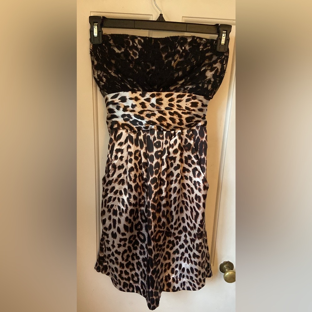 Leopard Print Strapless Dress